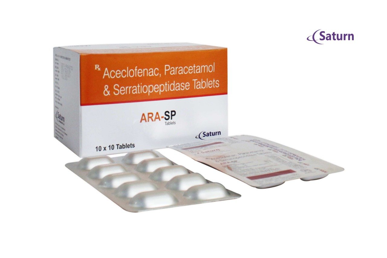 Aceclofenac Paracetamol Serratiopeptidase Tablets | Ara-SP