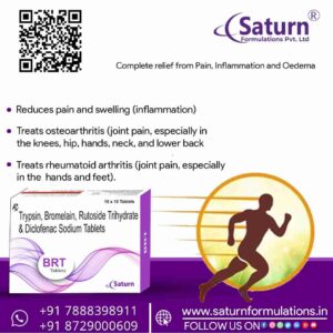 Trypsin Bromelain Rutoside Trihydrate Diclofenac Sodium Tablets | BRT