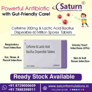 Cefixime & Lactic Acid Tablets Bacillus Dispersible Tablets | Cefisat-LB