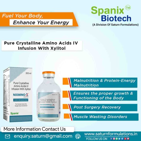 Pure Crystalline Amino Acids IV Infusion with Xylitol | Nixmino X Injection