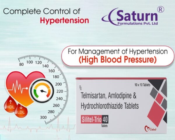 Telmisartan Amlodipine Hydrochlorothiazide Tablets | Silitel Trio 40
