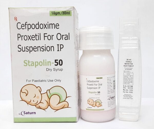 Cefpodoxime Proxetil for Oral Suspension IP | Stapolin-50 Dry Syrup