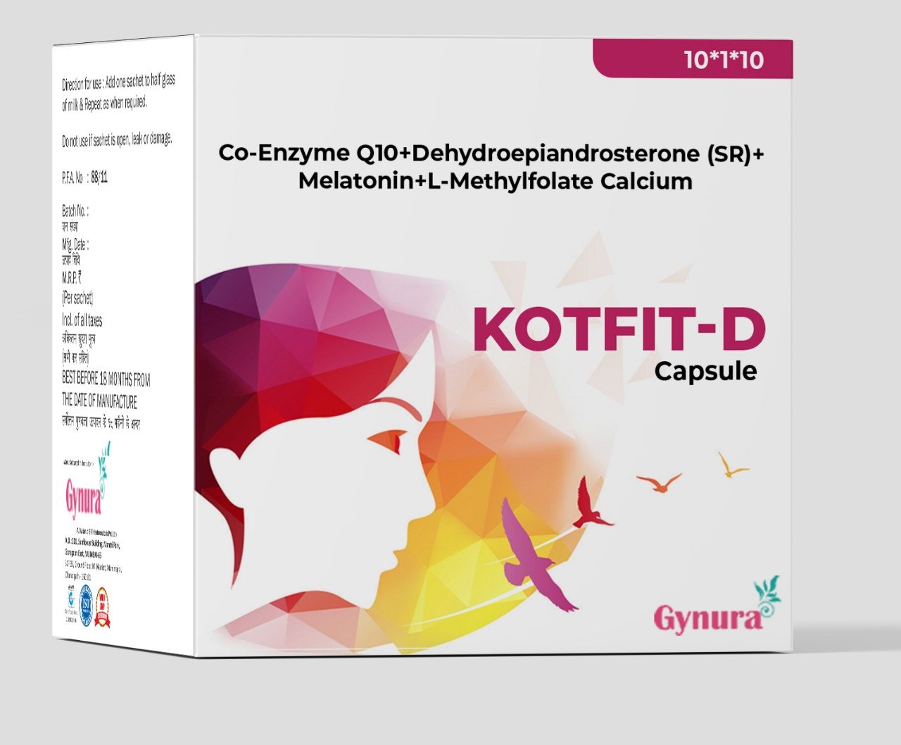 Co Enzyme Q10 Dehydroepiandrosterone Melatonin Methylfolate Calcium | Kotfit-D Capsules