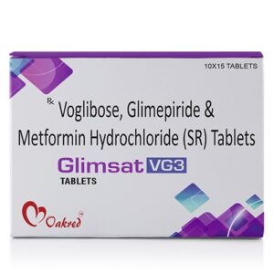 Voglibose Glimepiride Metformin Hydrochloride Tablets | Glimsat VG3