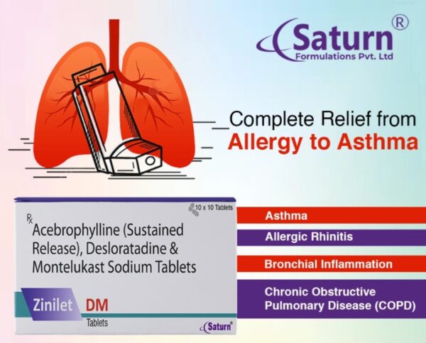 Acebrophylline Desloratadine and Montelukast Sodium Tablets | Zinilet DM