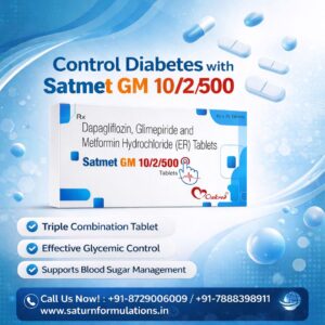 Glimepiride Dapagliflozin Metformin Tablets | Satmet GM-10/2/500