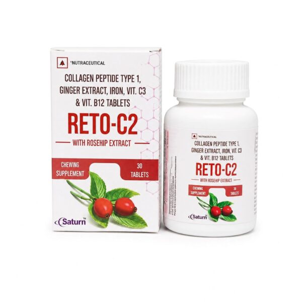 Collagen Peptide Type 1 Ginger Extract Iron Vitamin C3 And Vitamin B12 Tablets | Reto-C2