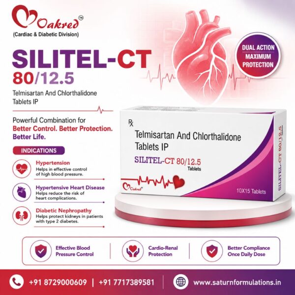 Telmisartan 80 Mg and Chlorthalidone 12.5 Mg Tablets | Silitel CT-80/12.5