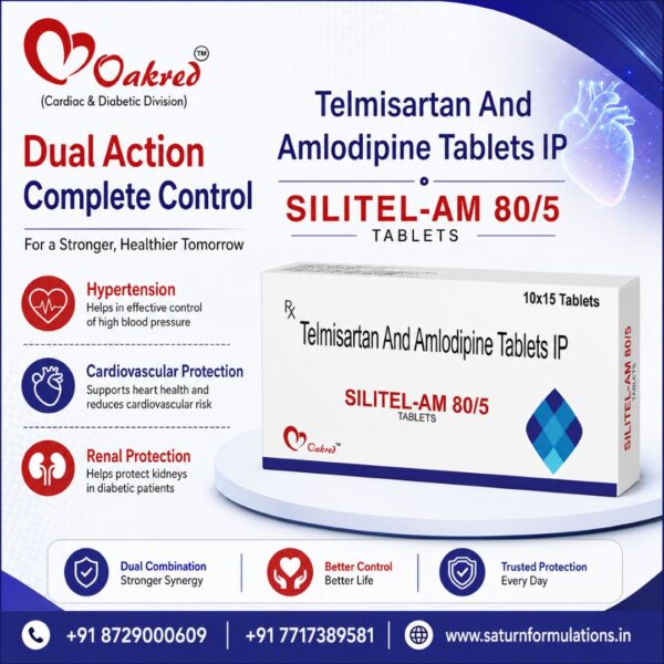 Telmisartan 80 Mg Amlodipine 5 Mg Tablets | Silitel-AM 80/5 Telmisartan 80 Mg Amlodipine 5 Mg Tablets | Silitel-AM 80/5