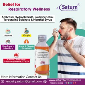 Terbutaline Sulphate Ambroxol Hydrochloride Guaiphenesin Menthol Syrup | Satroxin AM
