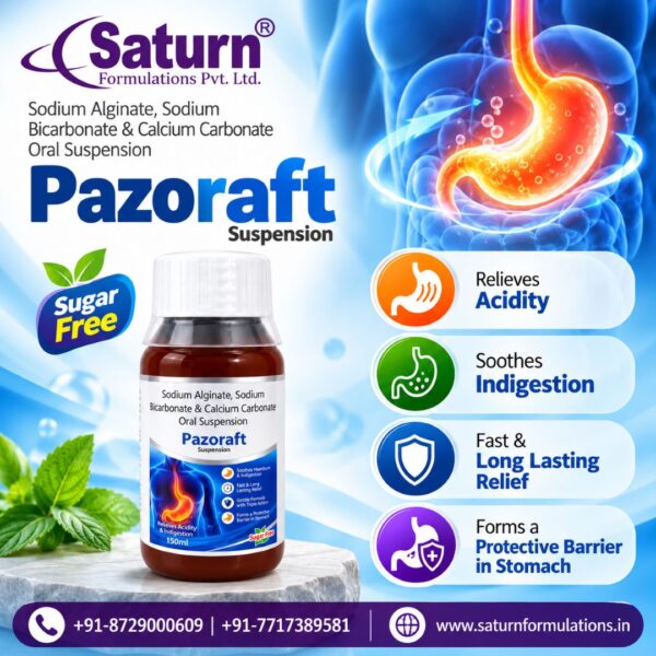 Sodium Alginate Sodium Bicarbonate Calcium Carbonate Oral Suspension | Pazoraft